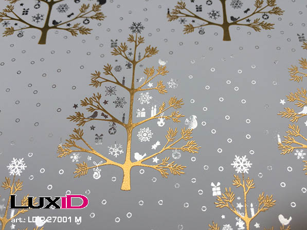 Wrapping paper shining tree silver gold 50cm x 100m